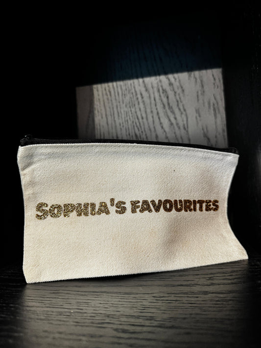 Stoffen etui of make-up tasje - Gepersonaliseerd met je eigen tekst of naam
