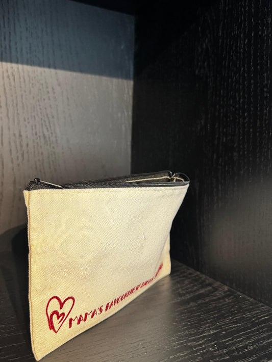 Stoffen etui of make-up tasje met hartje - Gepersonaliseerd met je eigen tekst of naam